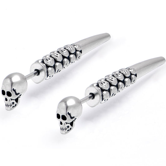 Skull Head Stainless Steel Screw Taper Cheater Plug Set