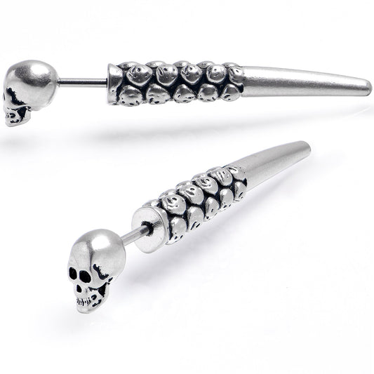 Skull Head Stainless Steel Screw Taper Cheater Plug Set