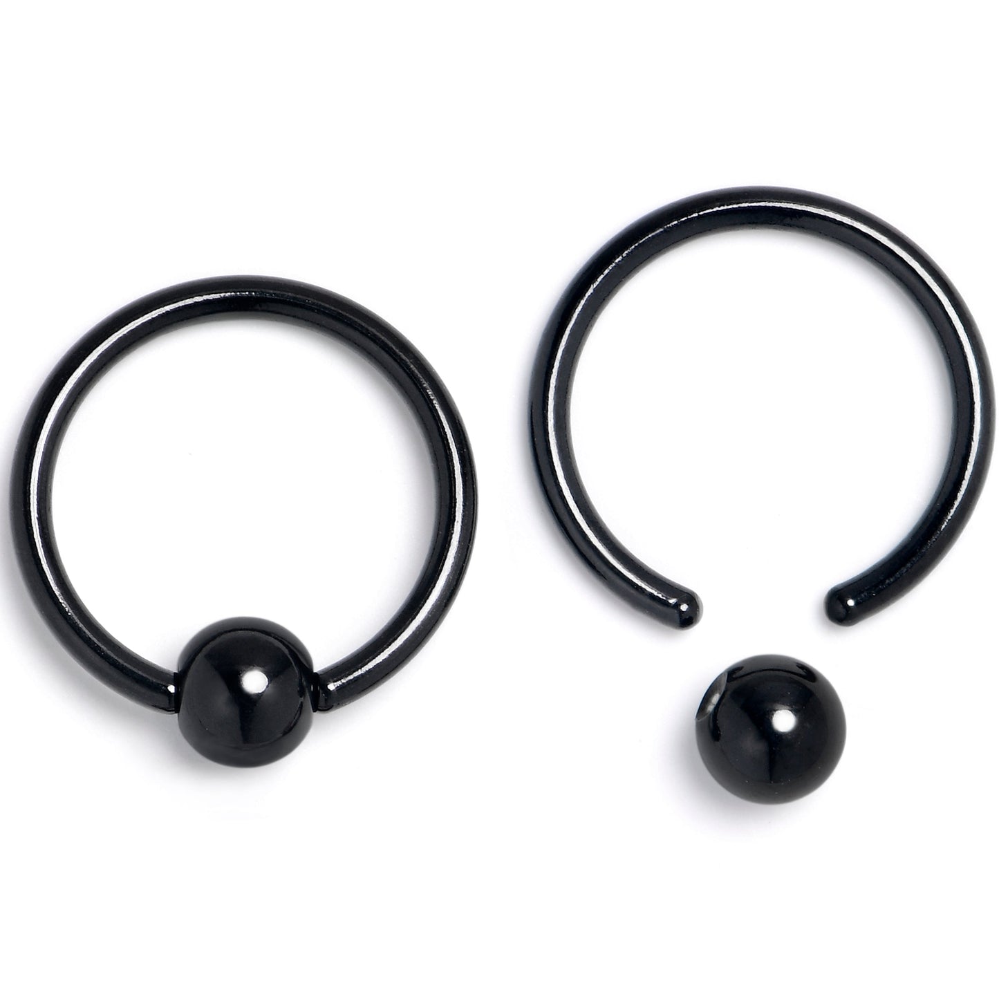 16G 3/8 Black Medieval Sword BCR Captive Ring Set of 4