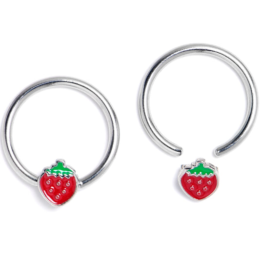 16G 3/8 Strawberry Red BCR Captive Ring Set of 4