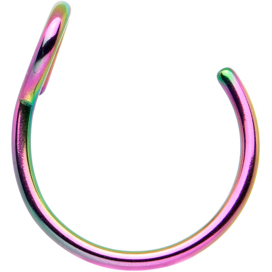 Rainbow Stainless Steel Clip on Hoop Fake Nose Ring