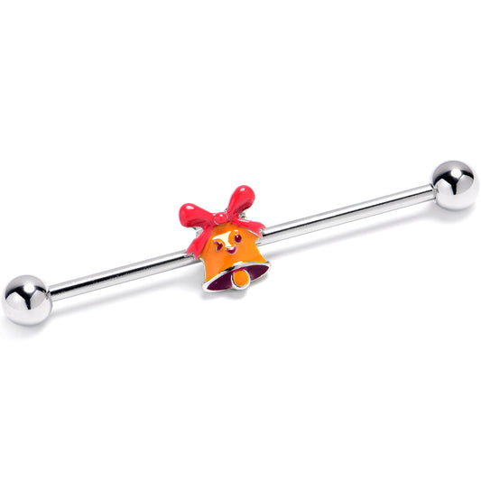 14G Holiday Bell Bling Industrial Barbell 38mm