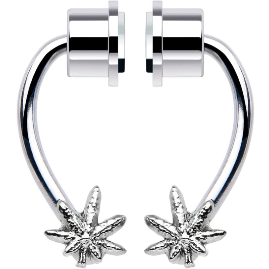 Pot Leaf Magnetic Septum Ring Horseshoe Non-Pierced Fake Nose Ring