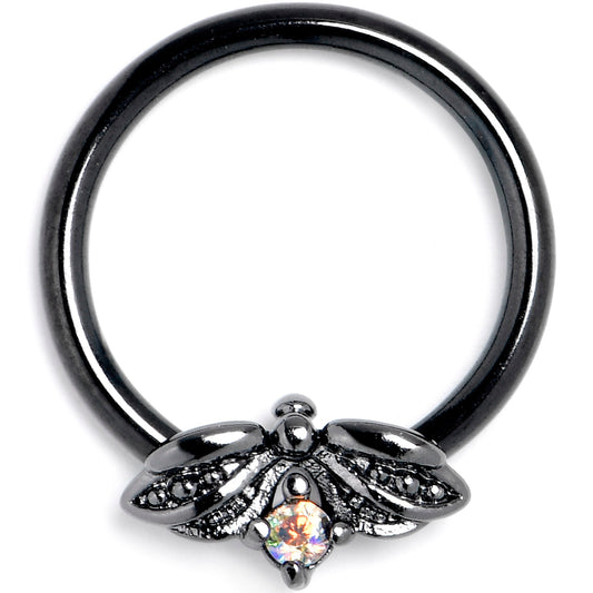 16G 3/8 Aurora Gem Black Beauty Bug BCR Captive Ring