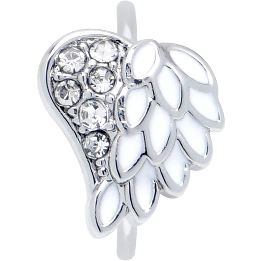 20G 5/16 White Heavenly Heart Angel Wing Nose Hoop