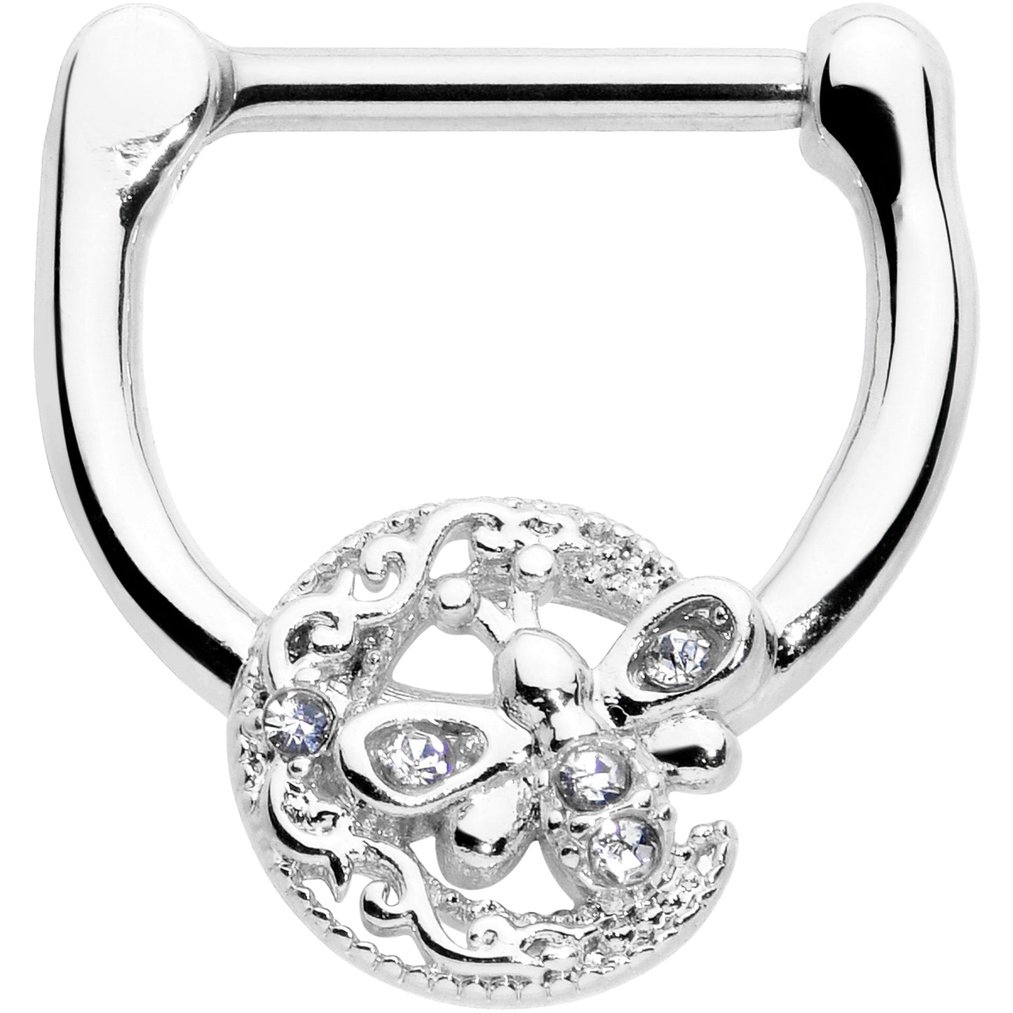 16G 5/16 Clear Gem Lunar Dragonfly Cartilage Clicker
