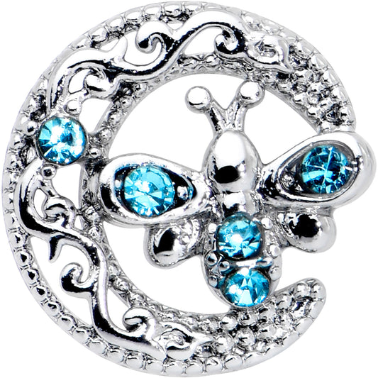 16G 1/4 Blue Gem Lunar Dragonfly Cartilage Tragus Earring