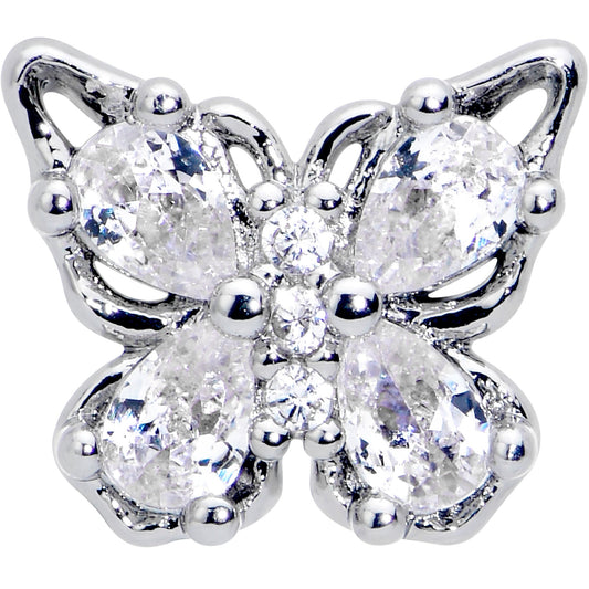 16G 5/16 Clear Gem Baroque Butterfly Internally Threaded Labret