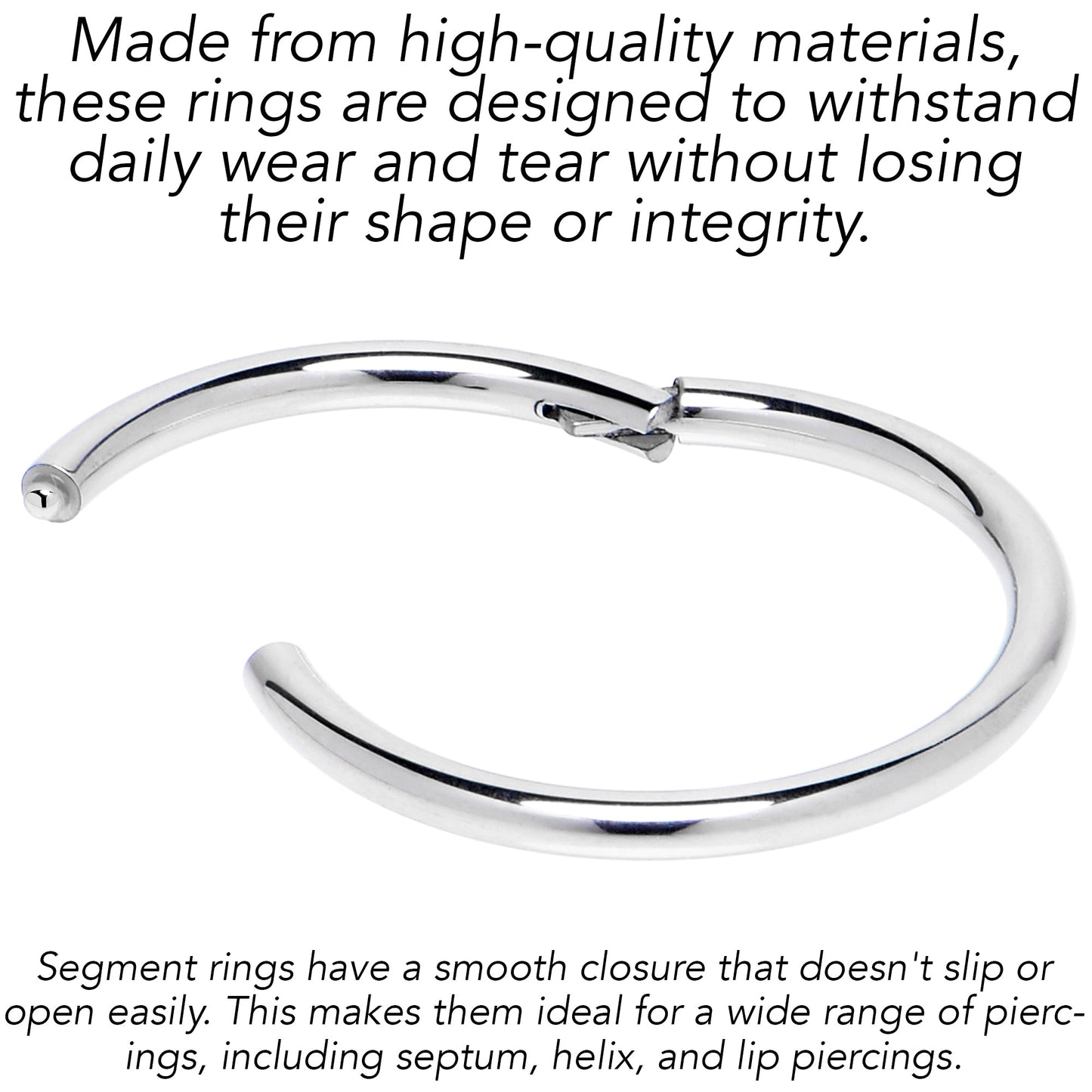 16G 9/16 316L Surgical Steel Precision Hinged Segment Hoop