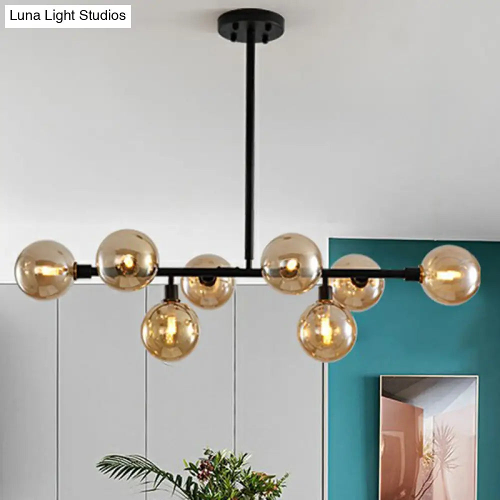 DecorBites™ 8-Light Black Nordic Globe Island Pendant for Restaurants