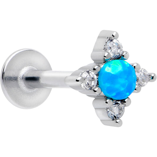 16G 5/16 Blue Synthetic Opal Rhombus Star Flatback Stud