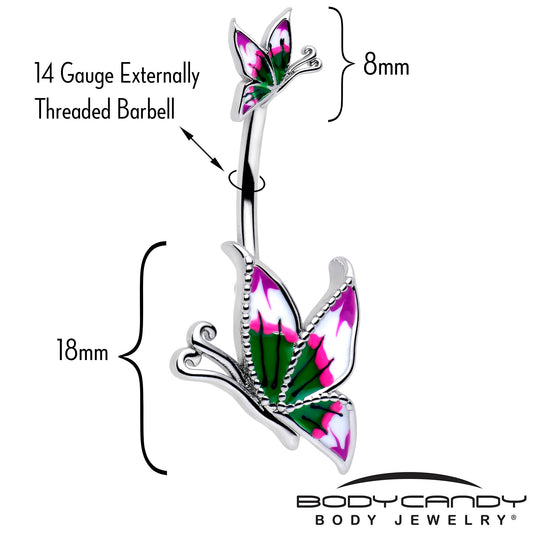 Profile Butterflies Double Mount Belly Ring