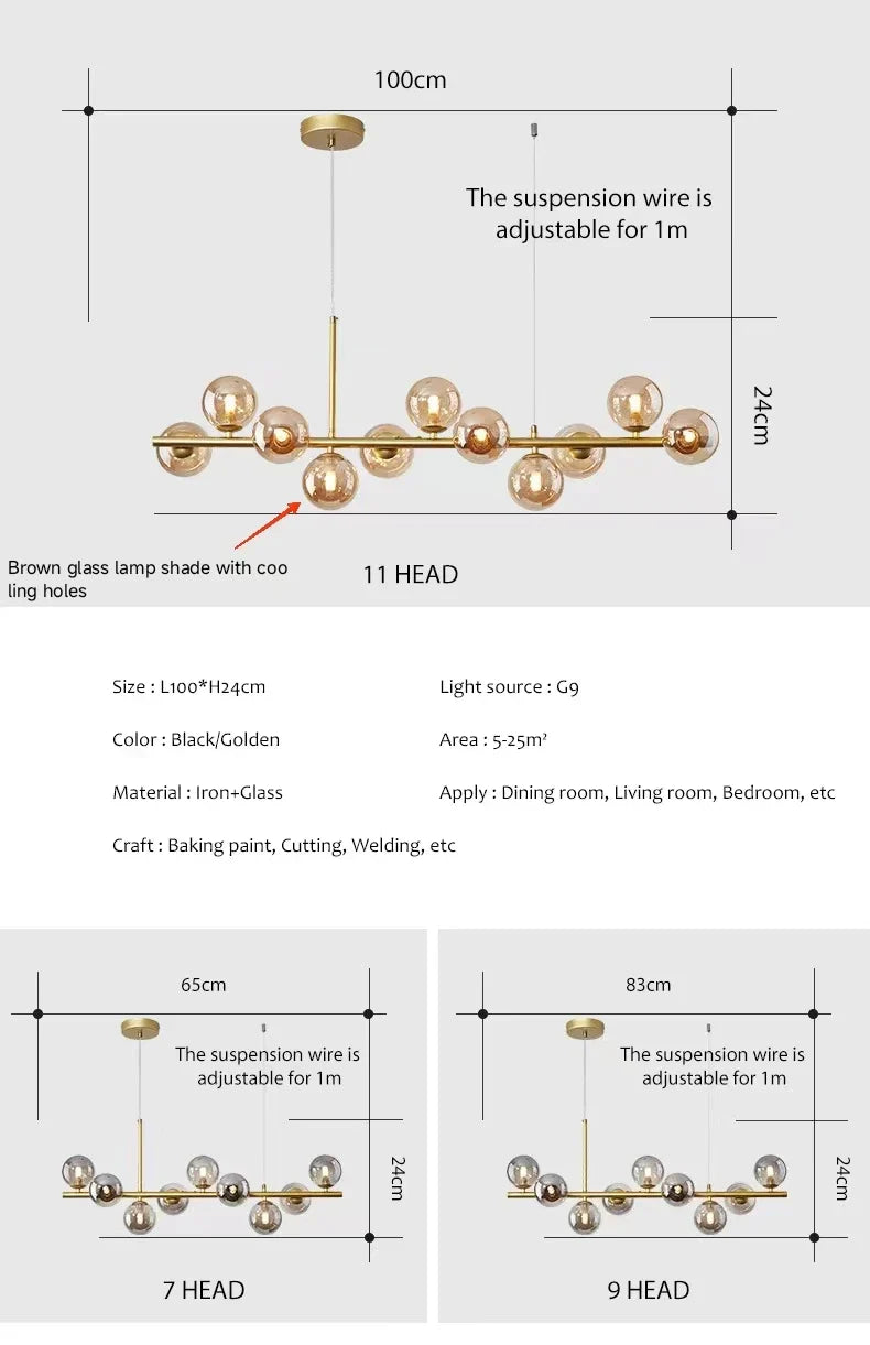 DecorBites™ 9-Light Modern Black LED Chandelier