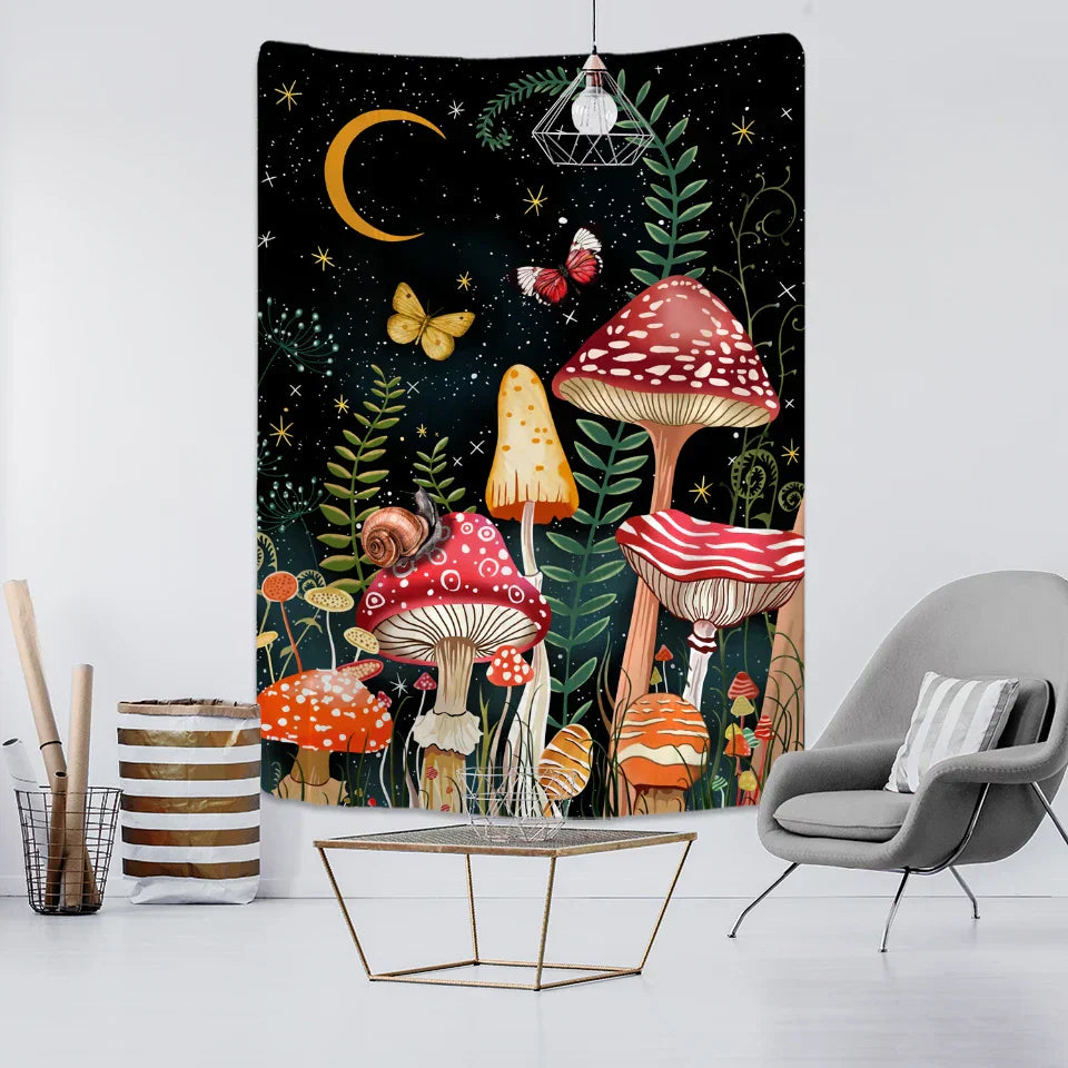 DecorBites™ Cartoon Planet Mushroom Tapestry Wall Hanging for Psychedelic Room Decor
