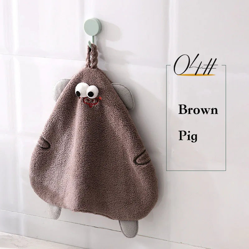 DecorBites™ Cartoon Animal Hand Towel: Soft & Absorbent Kitchen Cloth for Children