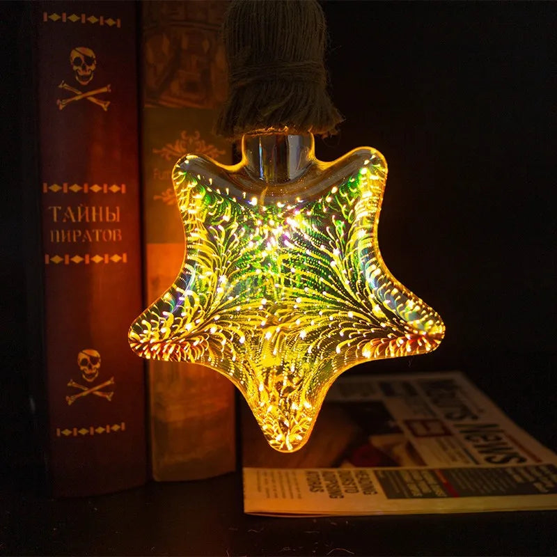 DecorBites™ 3D Fireworks LED Bulb Star Night Light for Holiday Party Decoration