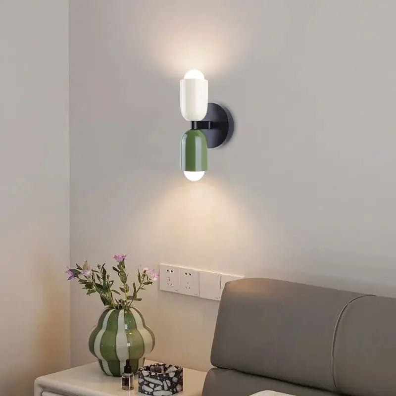 DecorBites™ Cream 2Head Macaron LED Wall Lamp in Black for Home Decor