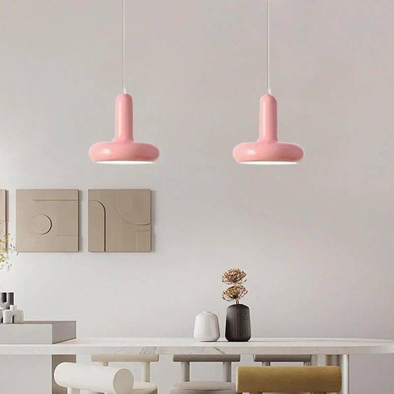 DecorBites™ Disc Shaped LED Pendant Light in Cream White Green for Bedroom Living Rooms