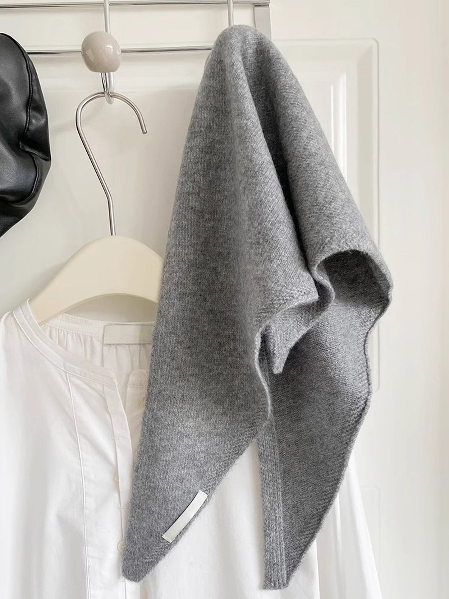 100% Merino Wool Knitted Triangle Scarf
