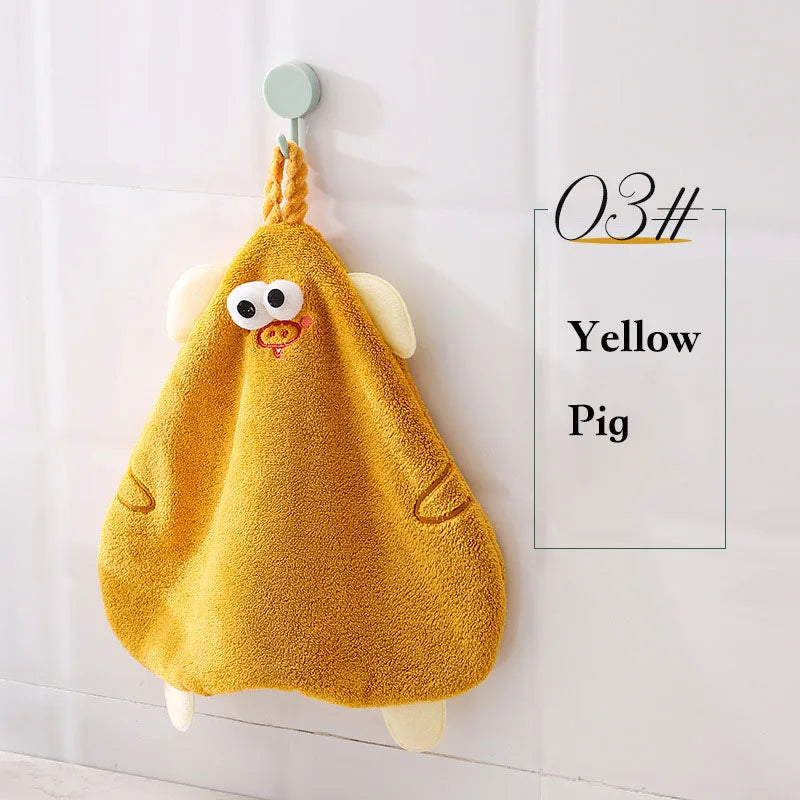 DecorBites™ Cartoon Animal Hand Towel: Soft & Absorbent Kitchen Cloth for Children