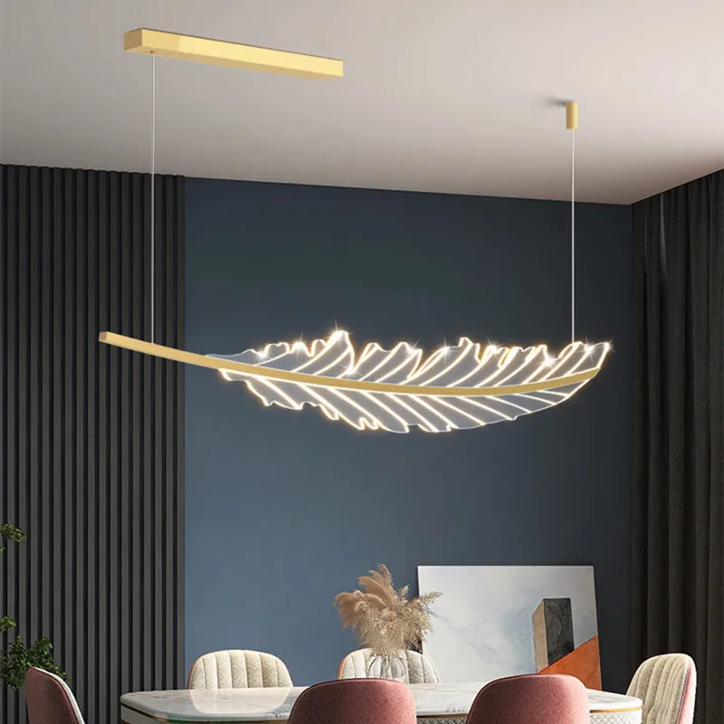 DecorBites™ Leaf Chandelier: Golden Nordic LED Dining Room Fixture
