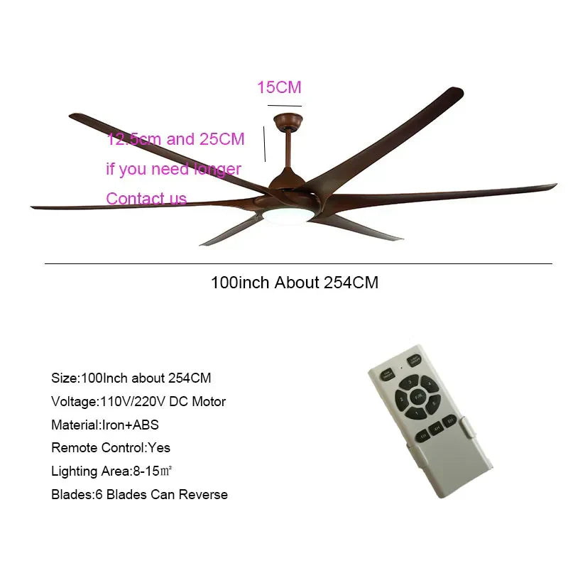 DecorBites™ 100" Large Ceiling Fan with Light and DC Motor