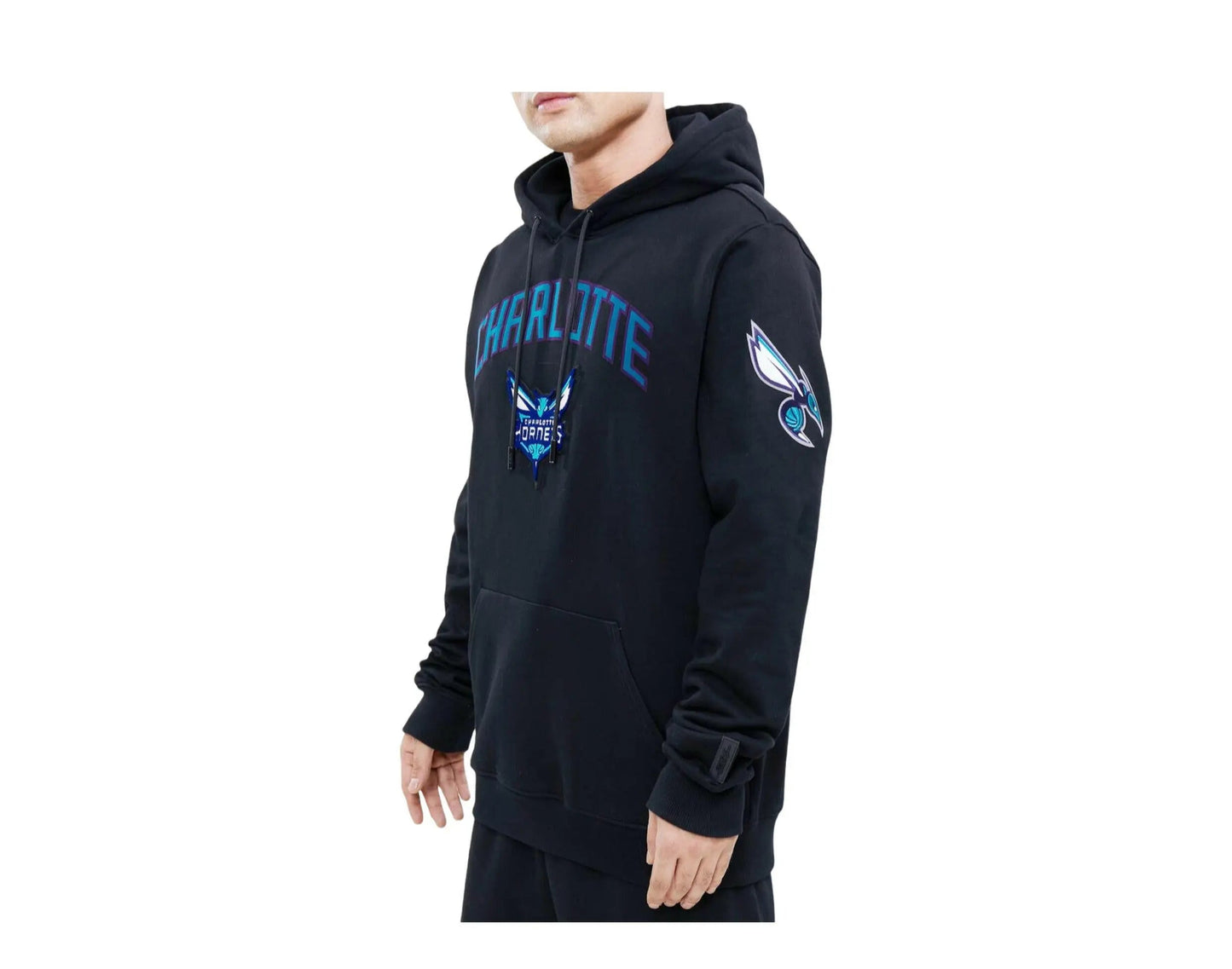 Pro Standard NBA Charlotte Hornets Stacked Logo Men Pullover Hoodie Black