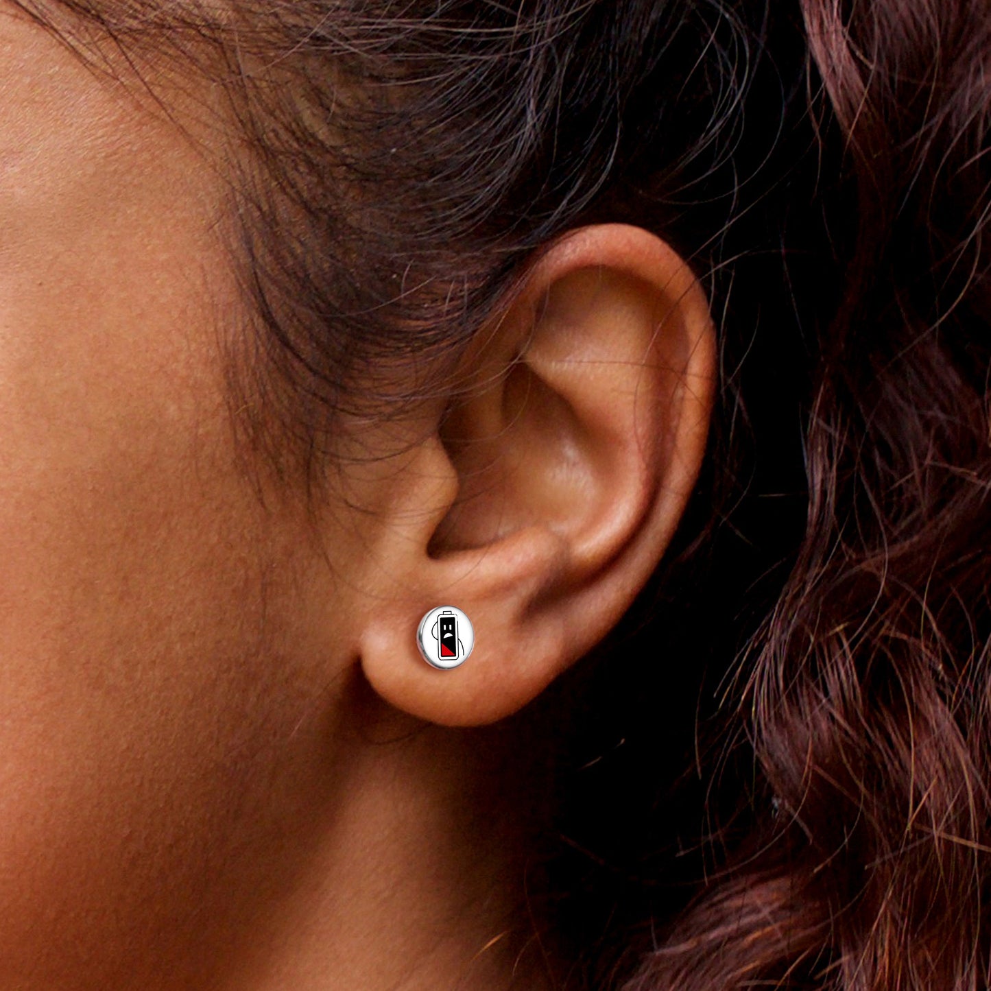 Battery Empty Stud Earrings by Onyx O