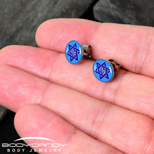 Floral Star of David Stud Earrings by Onyx O