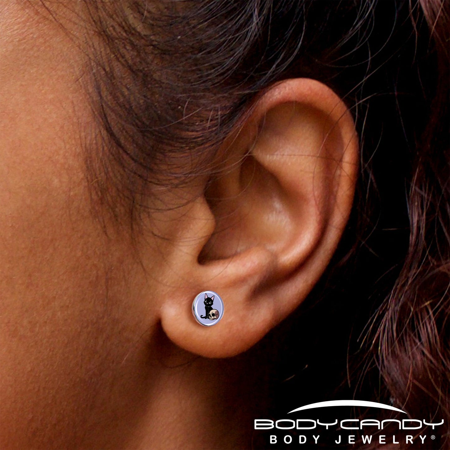 Skull Cat Stud Earrings by Onyx O