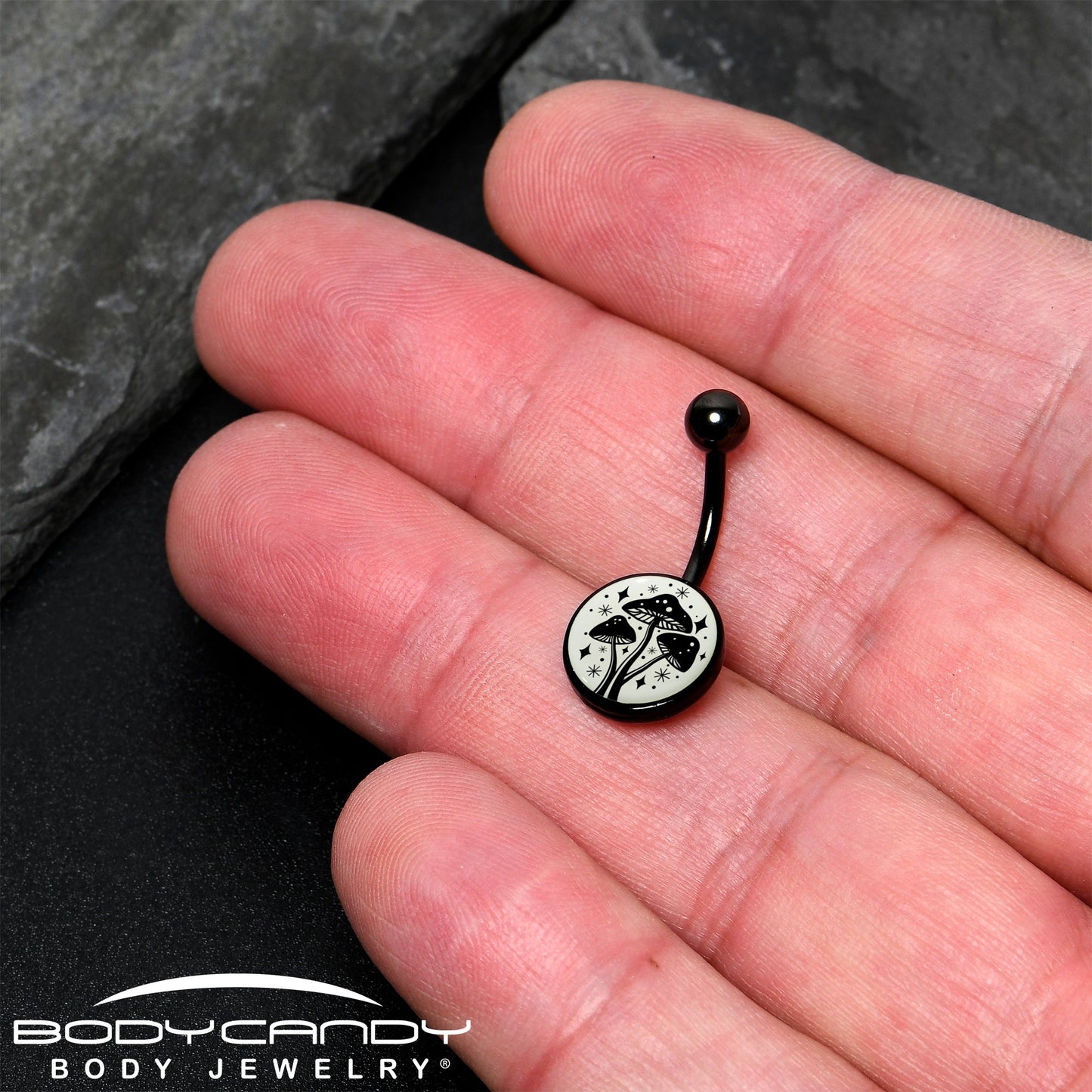 Glow in the Dark Mystic Mushroom Belly Ring by Onyx O