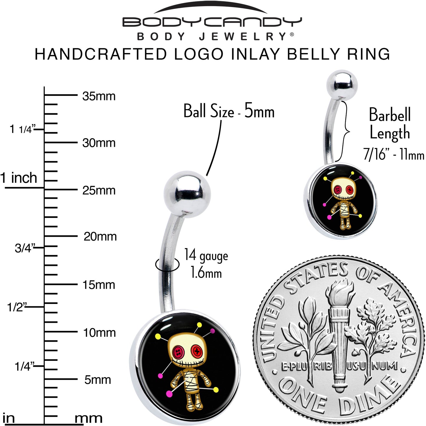 Voodoo Doll Belly Ring by Onyx O