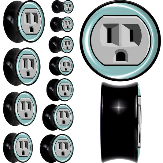0G Frowning Plug OutletBlack Acrylic Saddle Plug Set by Onyx O