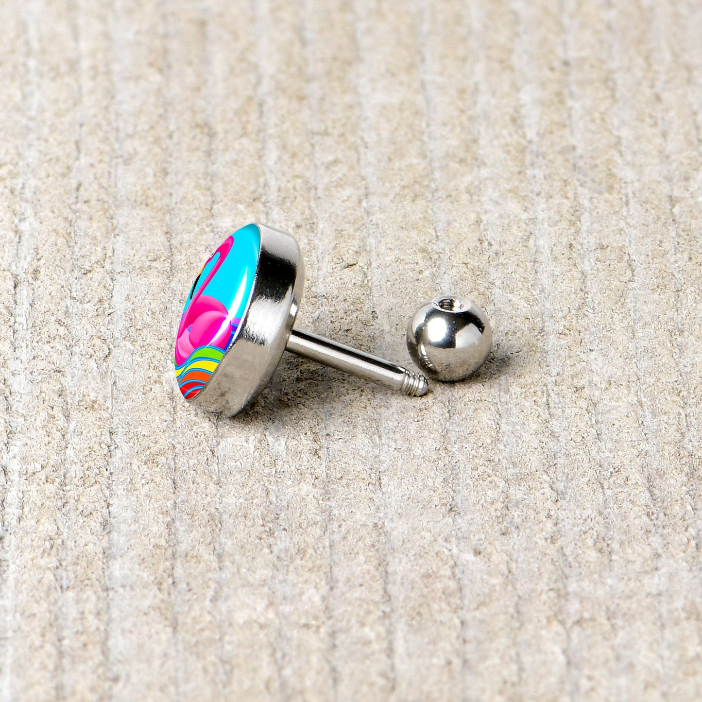 16G 1/4 Rainbow Sea Floating Flamingo Cartilage Tragus Earring by Onyx O