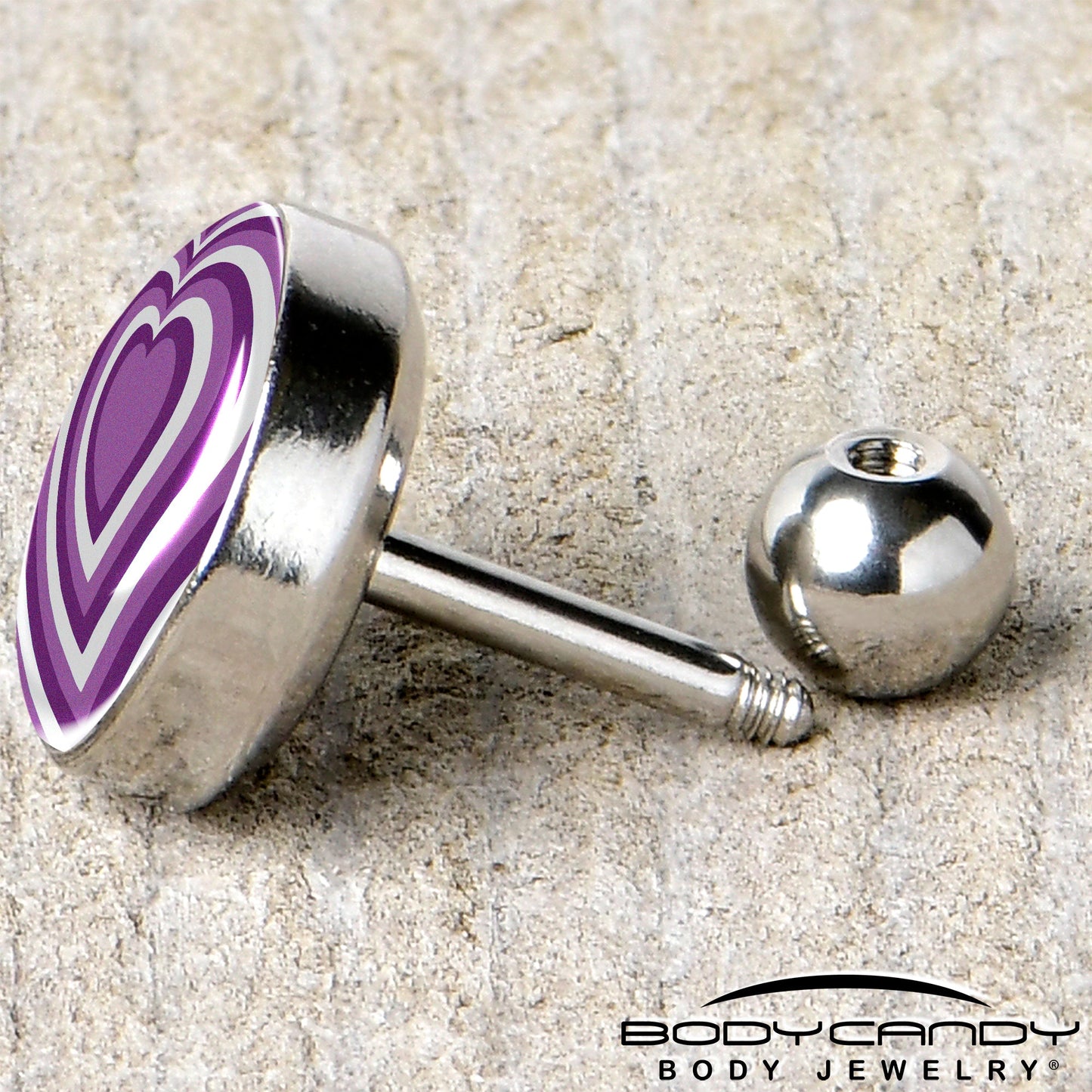 16G 1/4 Purple Retro Heart Tragus Cartilage Earring by Onyx O