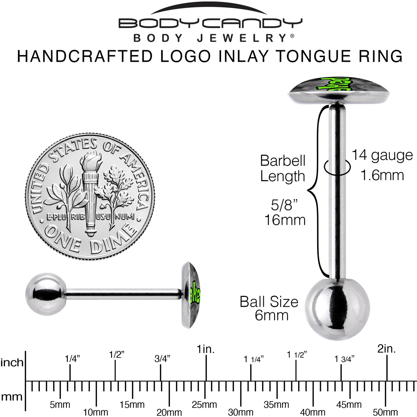 Logo Baked Stoner Barbell Tongue Ring by Onyx O