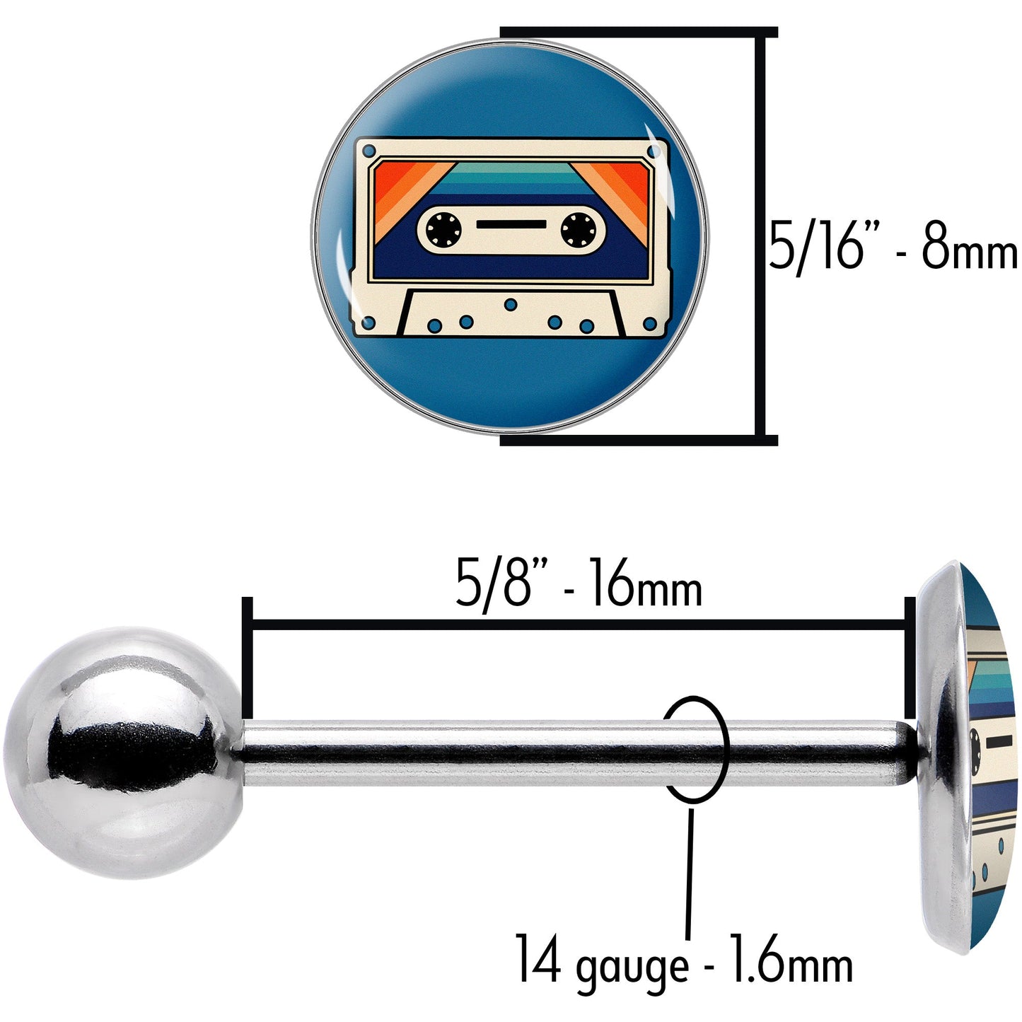 Retro Cassette Tape Barbell Tongue Ring by Onyx O