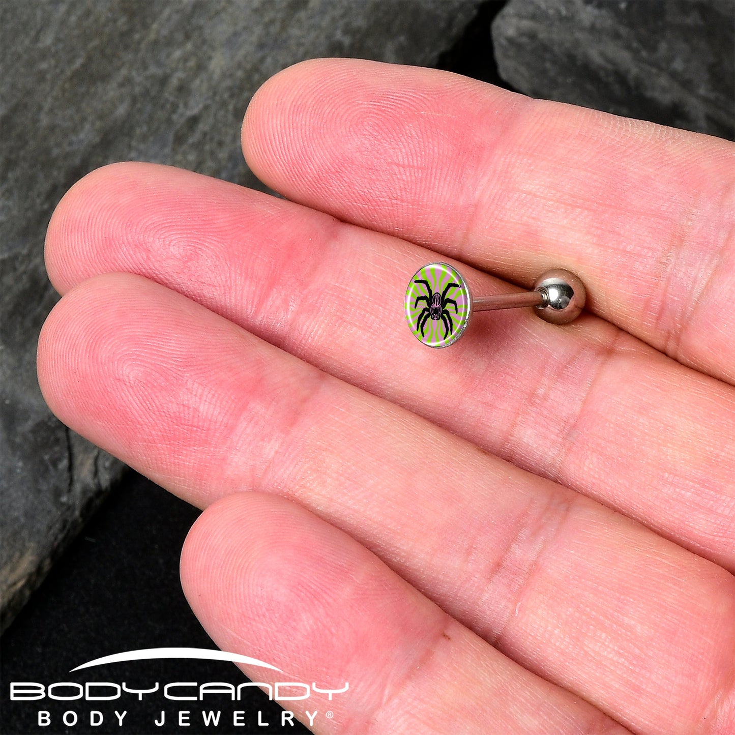 Psychedelic Spider Barbell Tongue Ring by Onyx O