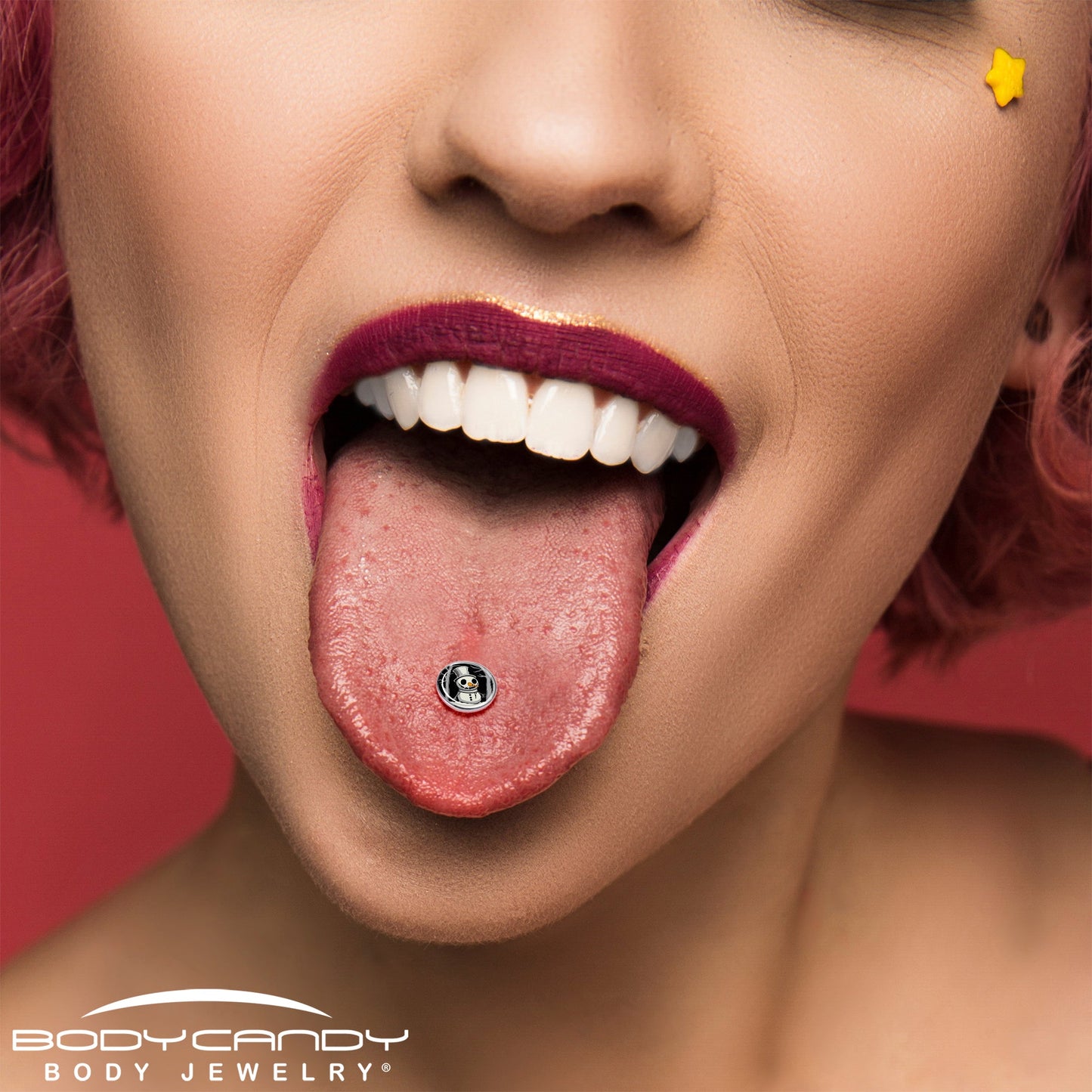 Christmas Holiday Spooky Snowman Barbell Tongue Ring by Onyx O