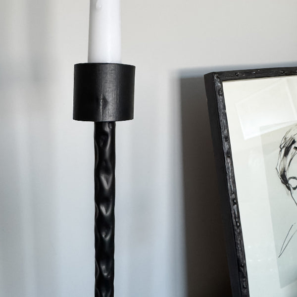 50 Inch Black Iron Floor Candelabra