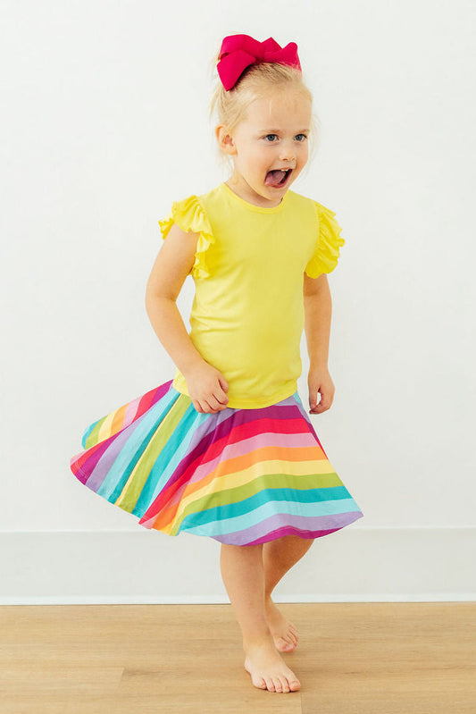 Yellow S/S Ruffle Tee