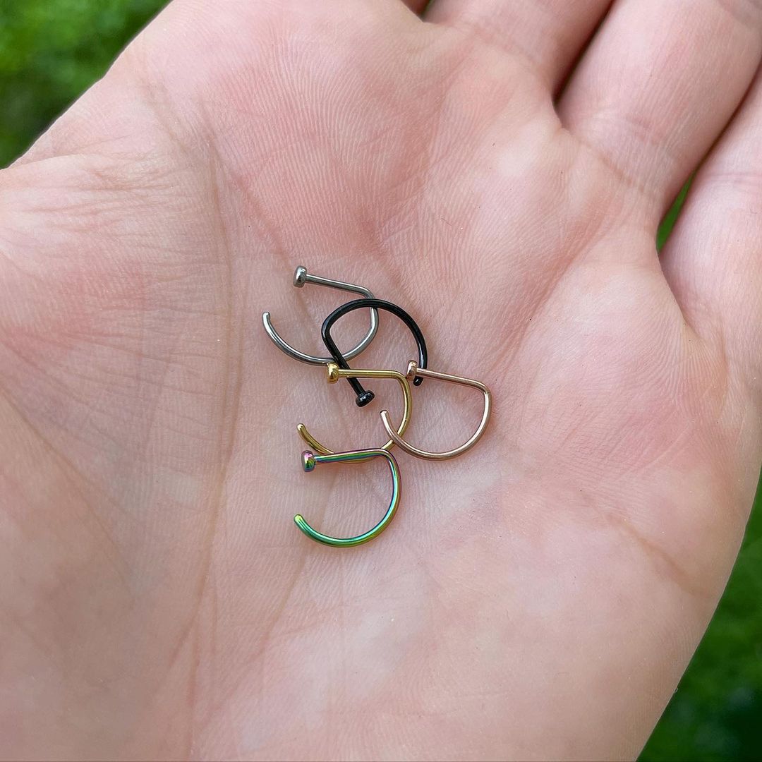 18G 3/8 G23 Implant Grade Titanium D Shape Nose Hoop