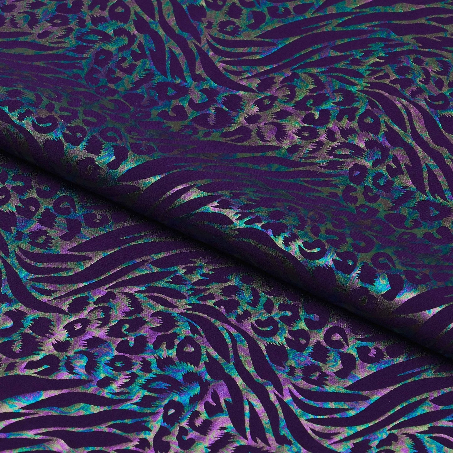 Funky Leopard Hologram Spandex Fabric | Blue Moon Fabrics