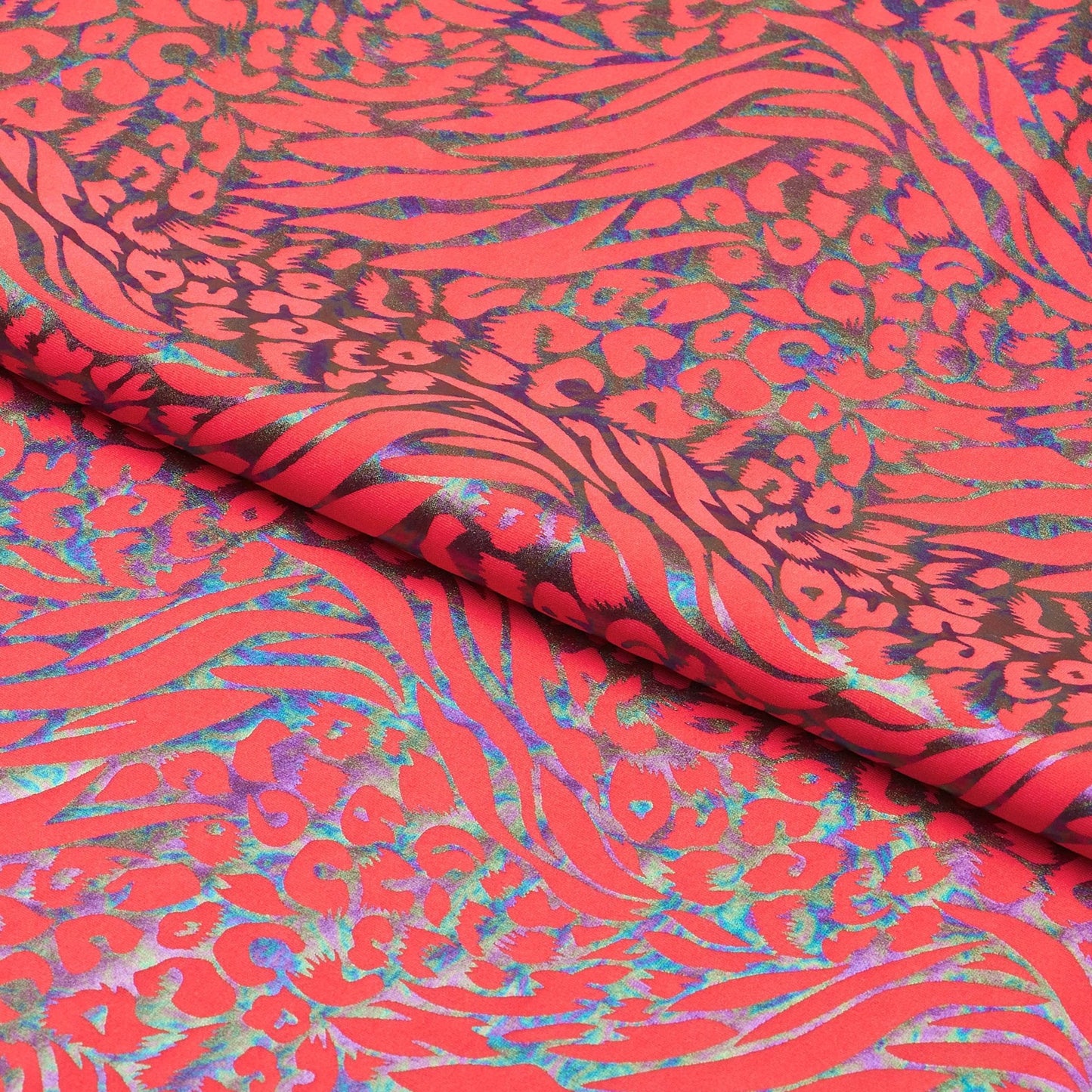 Funky Leopard Hologram Spandex Fabric | Blue Moon Fabrics