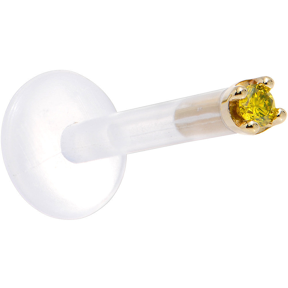 Solid 14K Yellow Gold 1.5mm Genuine Yellow Diamond Bioplast Push in Monroe