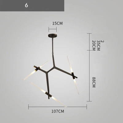 DecorBites™ Branch Suspension Pendant Light - Gold Black G9 LED Iron Glass Fixture