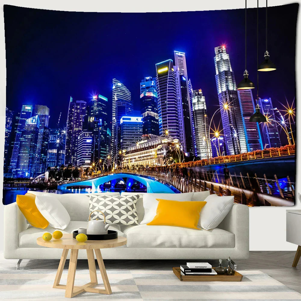 DecorBites™ Boho Chic Night View Tapestry.