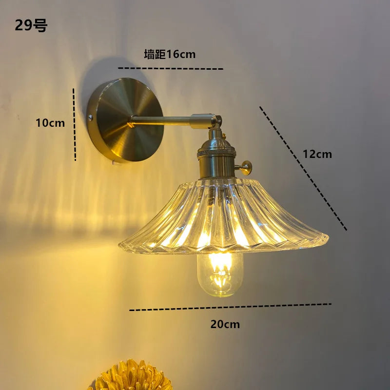 DecorBites™ Amber Glass LED Wall Light Fixtures On/Off Switch Nordic Modern Sconce