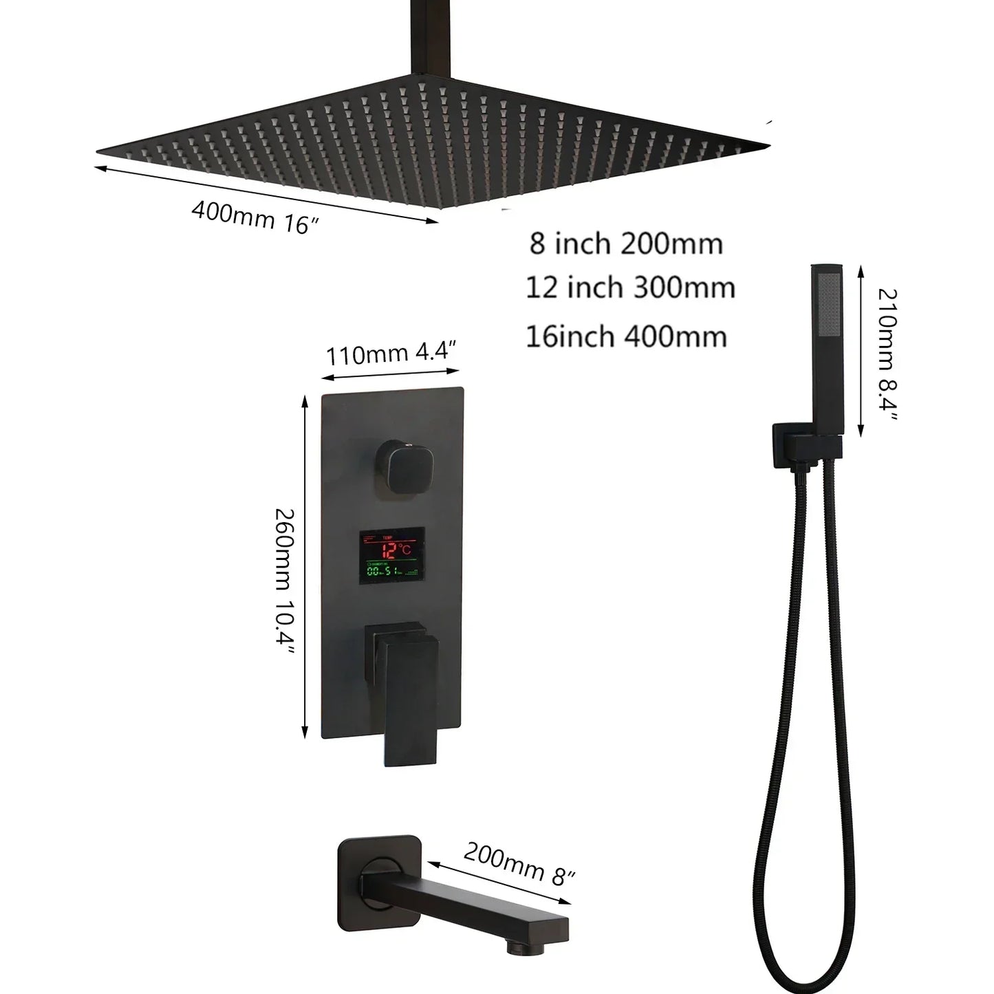 DecorBites™ Digital Display Shower Faucet Set with 3 Functions