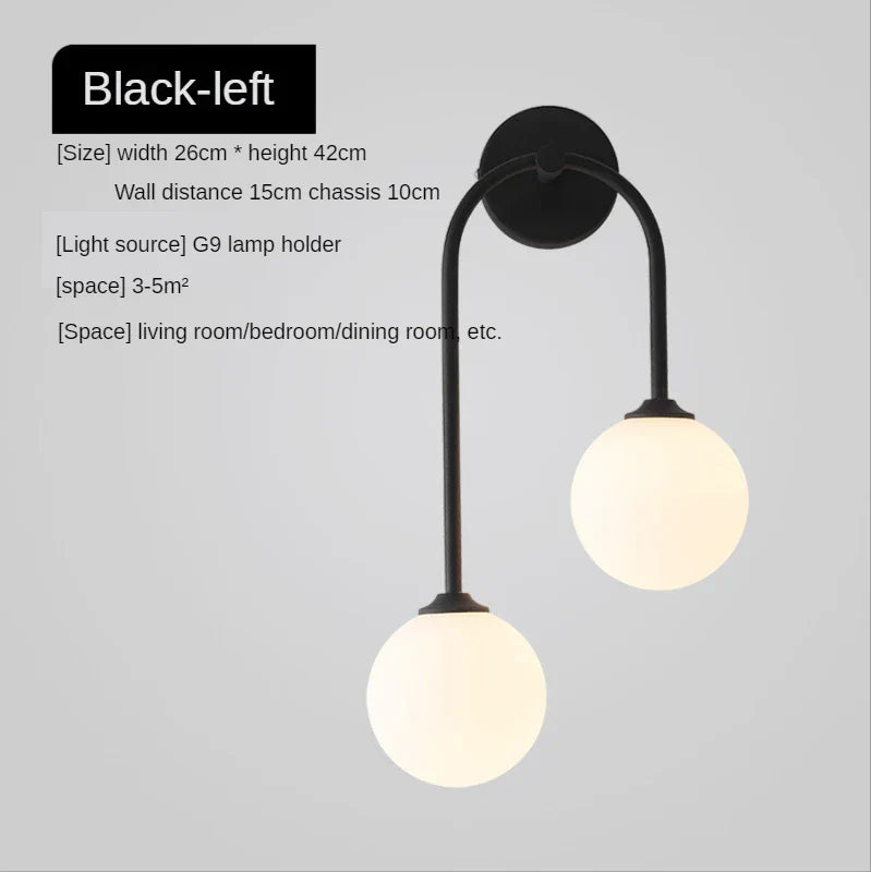 DecorBites™ Gold Glass Ball Wall Sconce | Modern Nordic Bedside Lighting for Bedroom